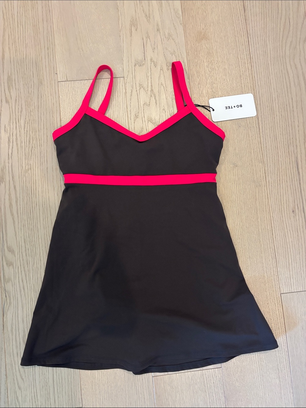 Brown & Hot Pink Trim Athletic Mini Dress NWT